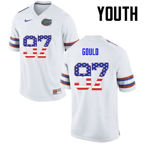 NCAA Florida Gators Jon Gould Youth #97 USA Flag Fashion Nike White Stitched Authentic College Football Jersey JFO5764KA